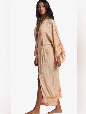 Billabong Floral Print Robe - Orange and Cream